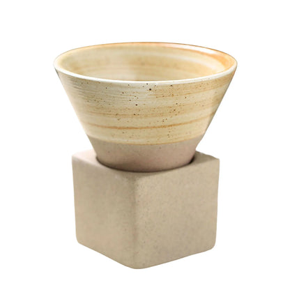 Japanese Style Coffee Teacups Thick Pottery Tea Cups Ceramic Mug Vintage Drinking Cup Cone Shape Coffee Cup for Tea Brewing