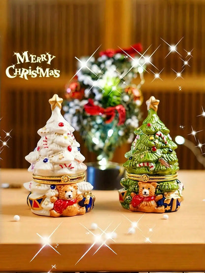 Holiday Tree Ceramic Candle – Hand-Painted Christmas Scented Candle