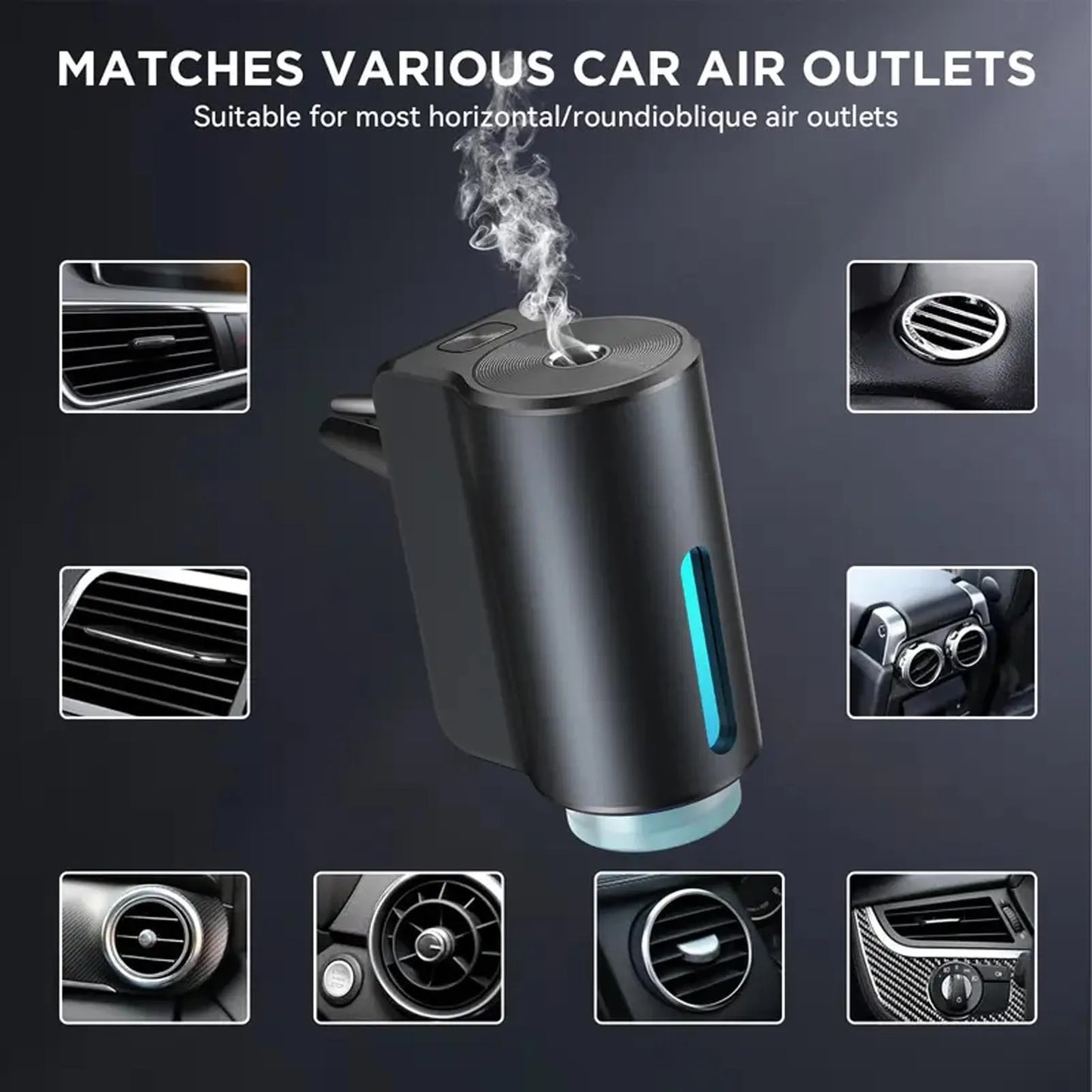 Car Diffuser Car Oil Diffuser Car Air Freshener 3 Fragrance Modes Auto On Off Portable Car Diffuser Air Freshener with 3 Oils
