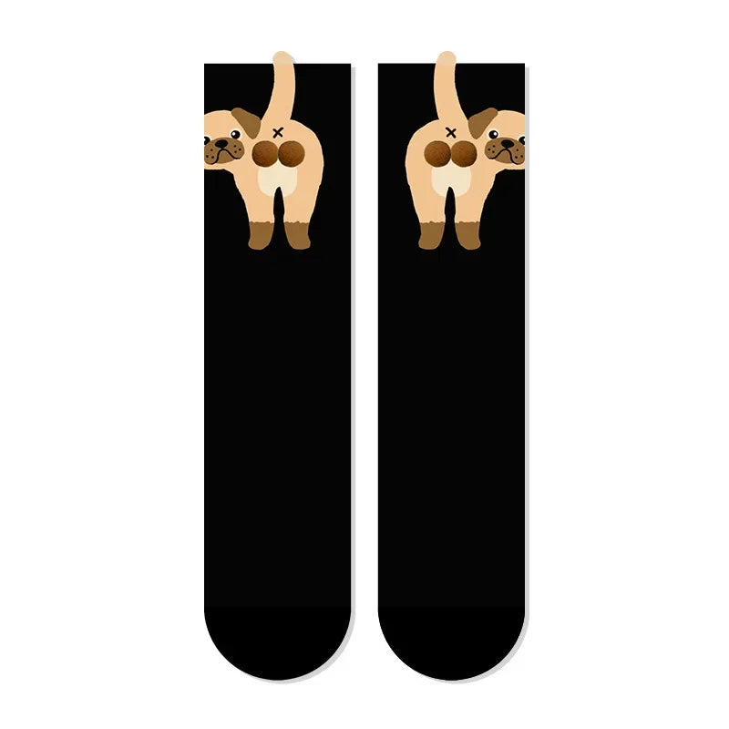 2/1Pair Funny Cotton Socks with Balls Soft Cotton Socks Breathable Cat Middle Tube Socks Novelty Gifts for Cat Lovers