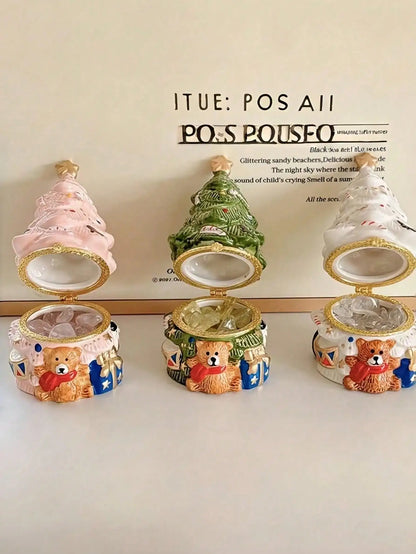 Holiday Tree Ceramic Candle – Hand-Painted Christmas Scented Candle