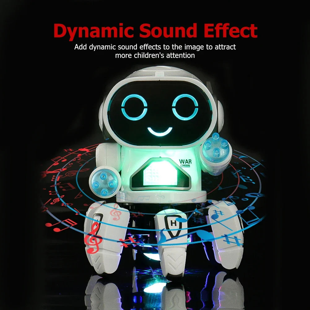 Electronic Dancing Robot Toy Rotatable with Music Light Early Education Toys Movable Noisy Robot Toys for Children Birthday Gift