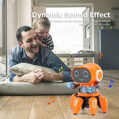 Electronic Dancing Robot Toy Rotatable with Music Light Early Education Toys Movable Noisy Robot Toys for Children Birthday Gift