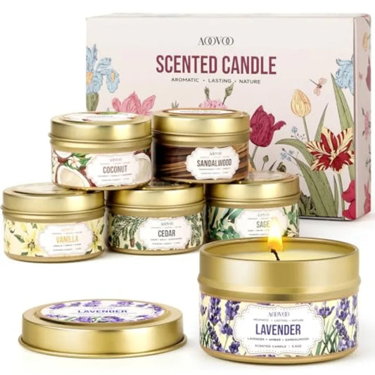 Soy Candles Set 6 PC Scented Candle Set 21oz Aromatherapy Candles for Relaxation and Home Ambiance Ideal for Women's SelfCare R