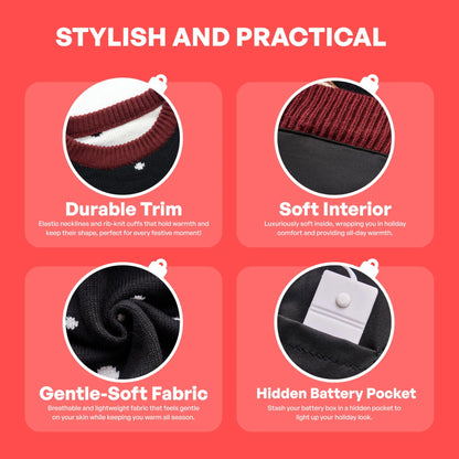 JOYFY Womens LED Light Up Christmas Sweater Christmas Ugly Sweater with Light Bulbs for Women Christmas Gift