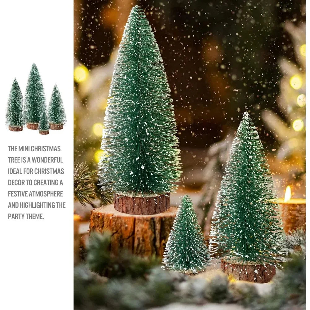 Mini Christmas Trees Christmas Decor Artificial Christmas Decorations with 4 Sizes, Christmas Tree Bottle Brush Trees Christmas
