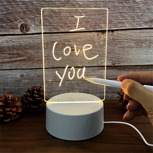 Transparent Luminous LED Night Lights USB Luminous Acrylic Night Light Erasable Write Message Board Calendar Desktop Ornaments - HORA GIFT