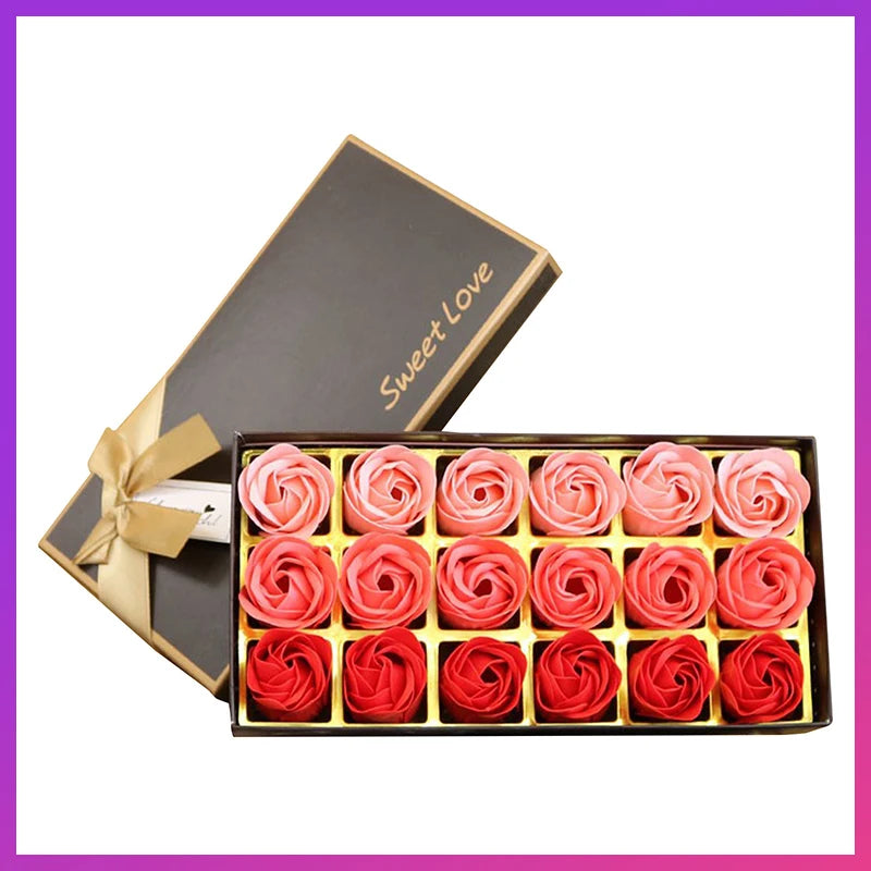 Soap Rose Romantic Scented Bath Soap Flowers Home Decor Fake Flower Wedding Pink Petal Valentine's Day Party Gift Box