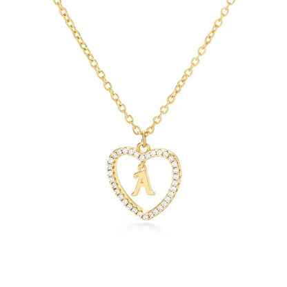 26 Letters Heart Pendant Necklace for Women Girls Letter Initial Jewelry Valentine's Day Gift