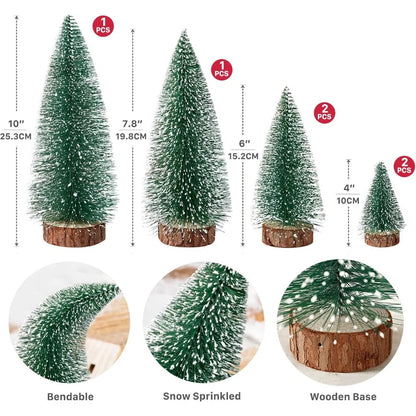 Mini Christmas Trees Christmas Decor Artificial Christmas Decorations with 4 Sizes, Christmas Tree Bottle Brush Trees Christmas