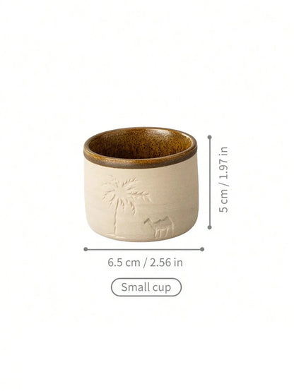 1pc Desert Camel & Palm Tree Ceramic Coffee Mug Coffee Cup - Reusable, Hand-Wash, Gift, Home Decor, Durable Cup for Gatherings