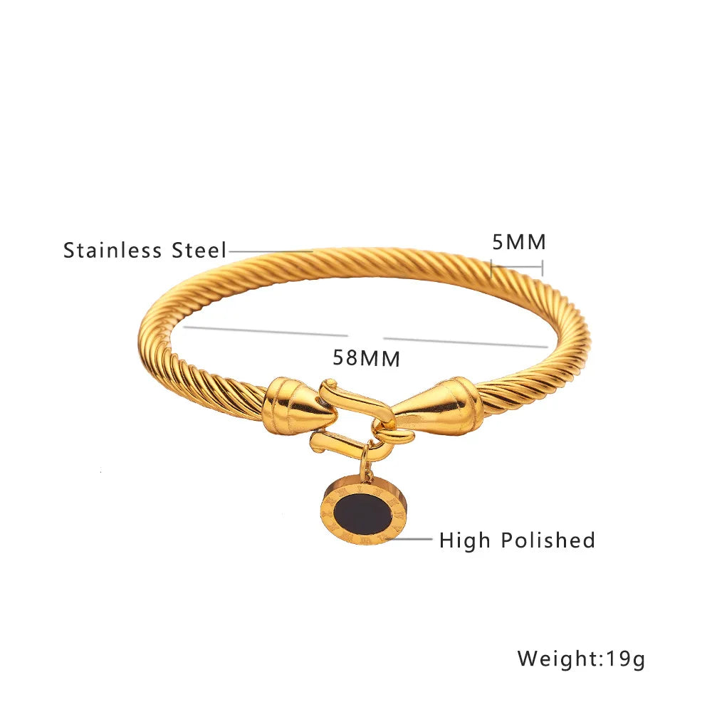 316L Stainless Steel Wire Rope Roman Digital Hang Buckle Bracelet Bangle Woman Jewelry ,Birthday Gifts,Party Gifts