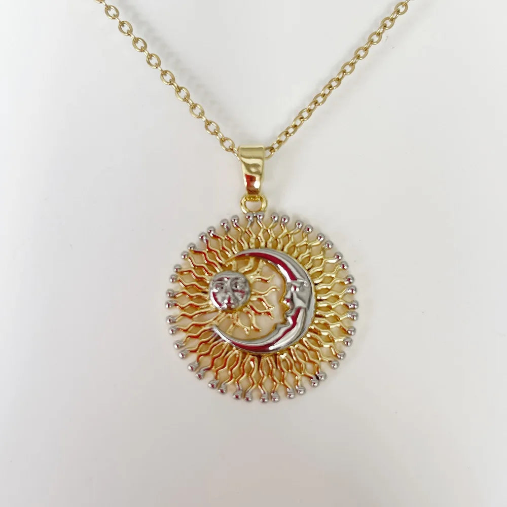 Vintage Rectangular Pendant Necklace with Enamel Floral Design in Stainless Steel