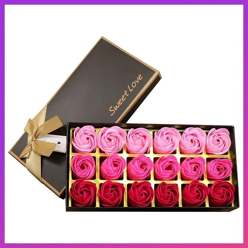 Soap Rose Romantic Scented Bath Soap Flowers Home Decor Fake Flower Wedding Pink Petal Valentine's Day Party Gift Box