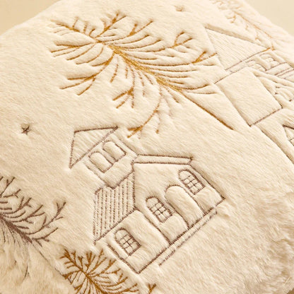Simple Pillow Case Plush Christmas Embroidered Cushion Cover Soft Comfortable Festival Decorative New Year's Home Pillow Case
