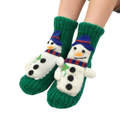 Women'S Thick Knit Proof Warm Casual Floor Carpet Socks Non-Slip Foot Warmer Snow Funny Cute Cartoon Animals Prints Socks 3d ﻿