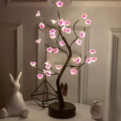 LED Rose Leaf Table Lamp USB Christmas Tree Fairy Light Night Lights Home DIY Party Wedding Bedroom Decoration Mother's Day Gift - HORA GIFT