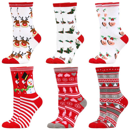 Christmas Mid-Calf Socks for Men Women Santa Claus Autumn Winter Gingerbread Man Cotton Elastic Gift Party Calf-Length Socks - HORA GIFT