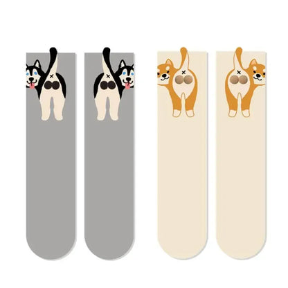 2/1Pair Funny Cotton Socks with Balls Soft Cotton Socks Breathable Cat Middle Tube Socks Novelty Gifts for Cat Lovers