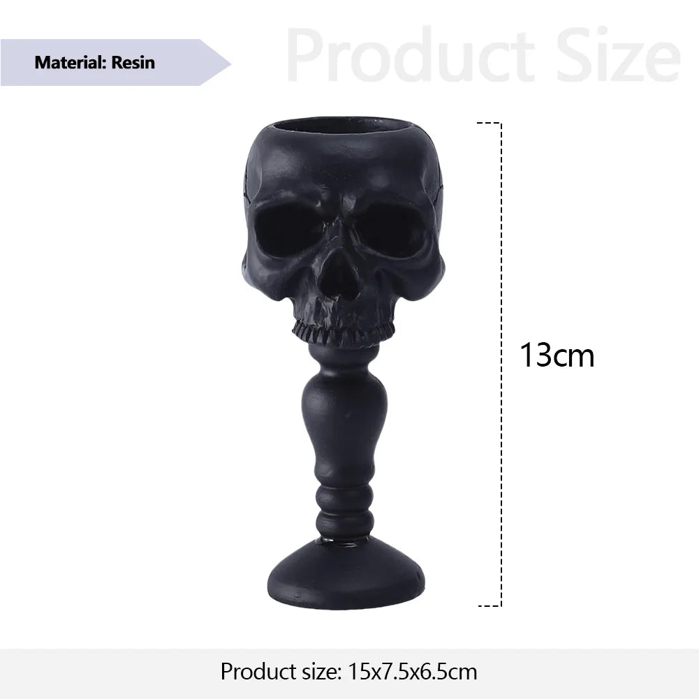 Pillar Candlestick Holder Gothic Skull Tealight Holder Resin Candlestick Table Decor Ornament for Halloween Decorations