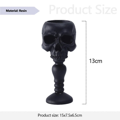 Pillar Candlestick Holder Gothic Skull Tealight Holder Resin Candlestick Table Decor Ornament for Halloween Decorations