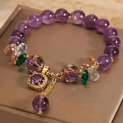 Natural Purple Crystal Bead Bracelet Niche Design Natural Stone Healing Bracelet as a Beautiful Symbolic Gift for Family Friends