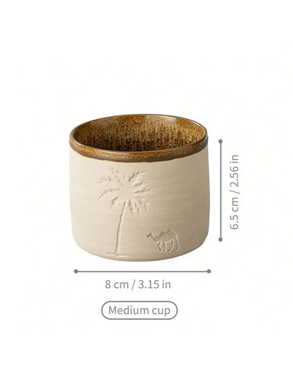1pc Desert Camel & Palm Tree Ceramic Coffee Mug Coffee Cup - Reusable, Hand-Wash, Gift, Home Decor, Durable Cup for Gatherings