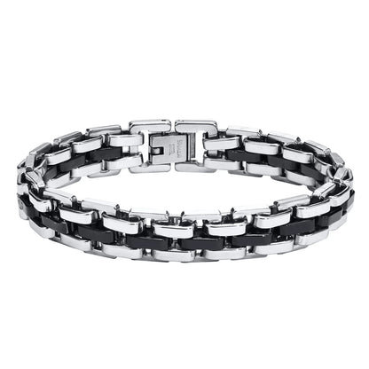 Gents Bracelet for Men, Two Tone Stainless Steel Bracelet, Men Jewelry
