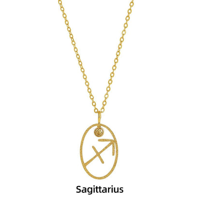 Zodiac Necklace for Women Aries Leo Pisces Sagittarius 12 Constellation Stainless Steel Neck Chains Jewelry Girl Birthday Gifts - HORA GIFT