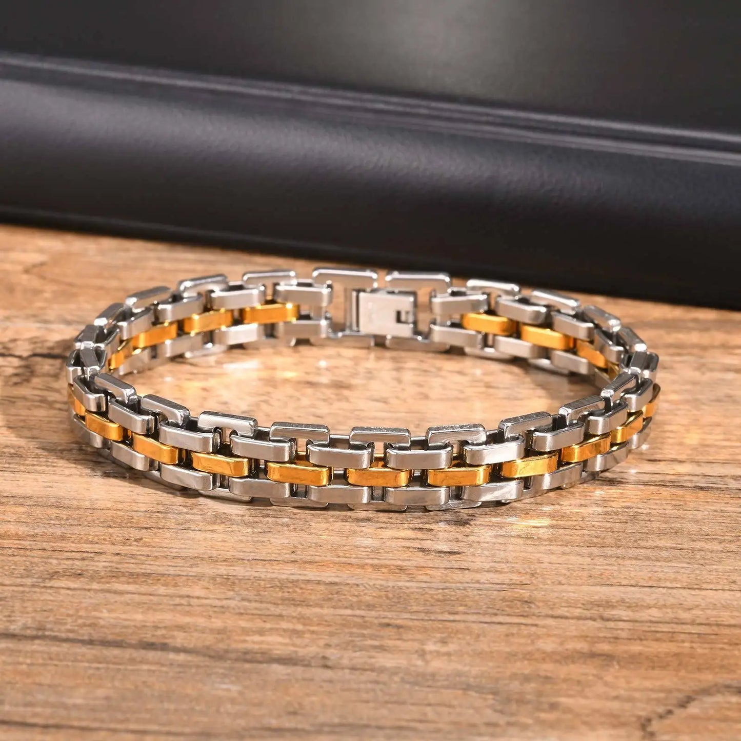 Gents Bracelet for Men, Two Tone Stainless Steel Bracelet, Men Jewelry