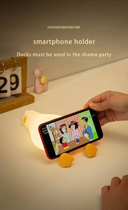 Rechargeable LED Night Light Cute Duck Silicone Patting Lamp Nursery Children Nightlights Home Bedside Room Decor Birthday Gift - HORA GIFT