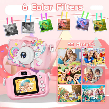 Kids Camera Digital Dual Camera HD 1080P Video Camera Toys 2 Inch IPS Screen 1080P HD Mini Cam Color Display Children Birthday G