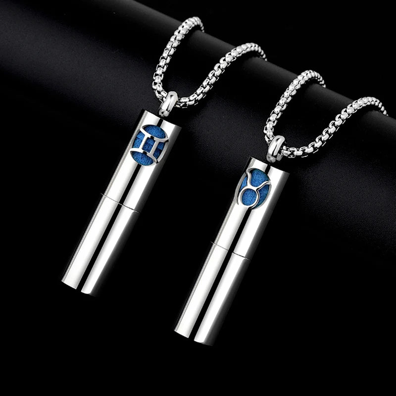 Twelve Constellation Aromatherapy Essential oil diffuser Pendant necklace Stainless steel new Aromatherapy necklace Niche pendan