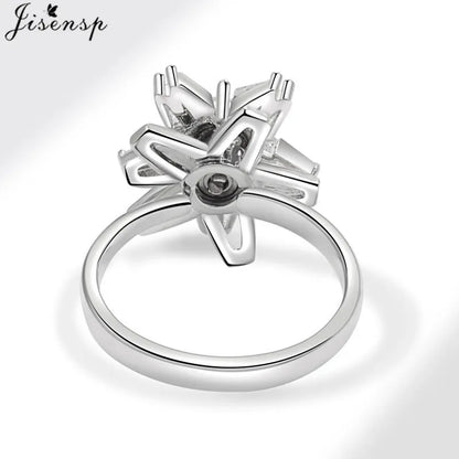Korean Woman Anxiety Relaxing Ring Multiple Crystal Sunflower Snowflake Knuckle Rings Anti Stress Jewelry Girls Rotating Gift