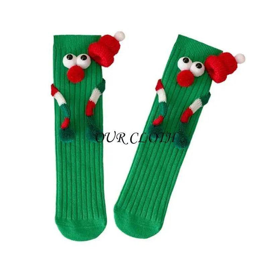 Funny Christmas Hand Socks for Kids Cartoon Big Eyes Novelty Middle Tube Socks Hosiery Holiday Party Gift Y1AC - HORA GIFT