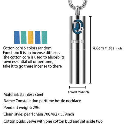 Twelve Constellation Aromatherapy Essential oil diffuser Pendant necklace Stainless steel new Aromatherapy necklace Niche pendan