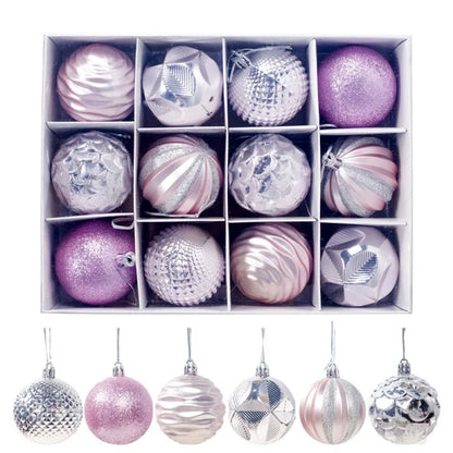 12pcs/set Christmas Round Balls Ornaments With Hanging Rope Christmas Tree Balls Pendant Navidad 2025 New Year Party Decorations