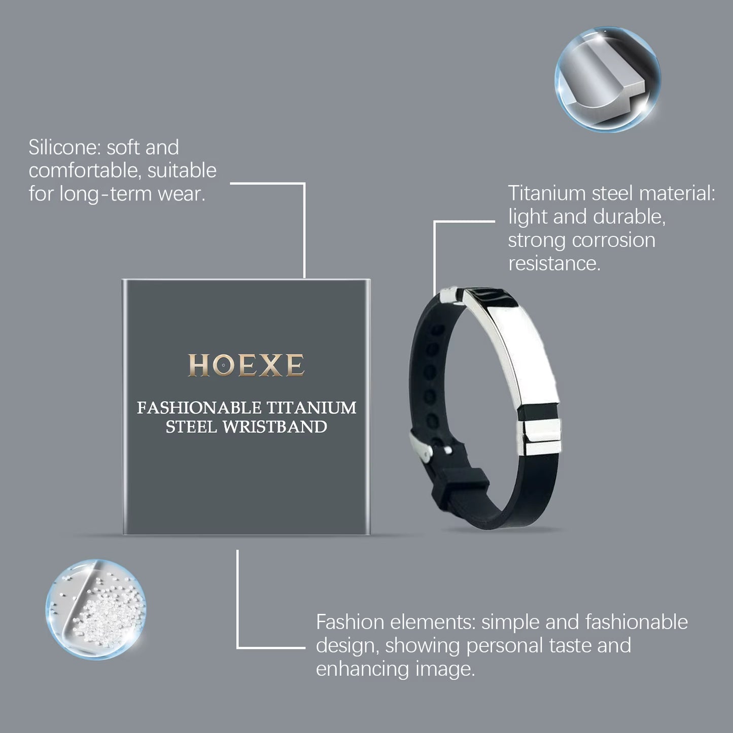Houkea Unisex Smart Bracelet Comfortable Titanium Steel Personalized Fashion Decor Portable Care Accessory