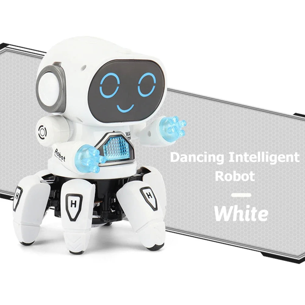 Electronic Dancing Robot Toy Rotatable with Music Light Early Education Toys Movable Noisy Robot Toys for Children Birthday Gift