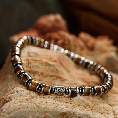 Men's Tiger Eye Bracelet - Natural Stone for Grounding & Protection | Adjustable Healing Crystal Gift for Him
