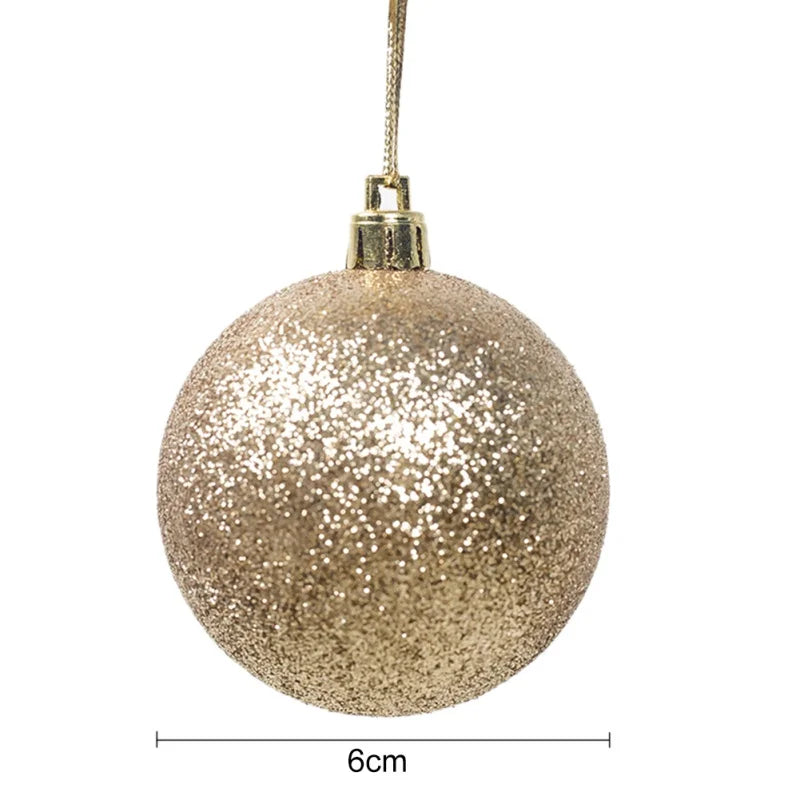 12pcs/set Christmas Round Balls Ornaments With Hanging Rope Christmas Tree Balls Pendant Navidad 2025 New Year Party Decorations