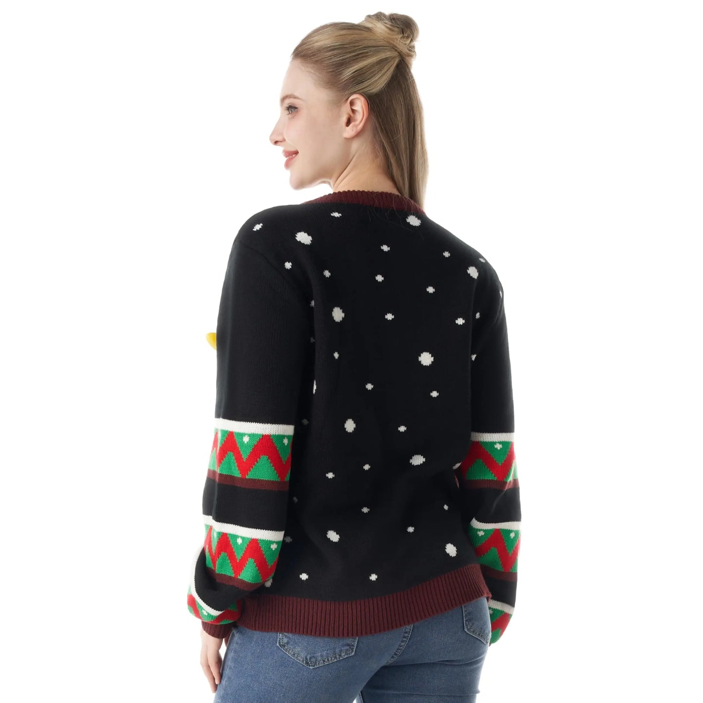 JOYFY Womens LED Light Up Christmas Sweater Christmas Ugly Sweater with Light Bulbs for Women Christmas Gift