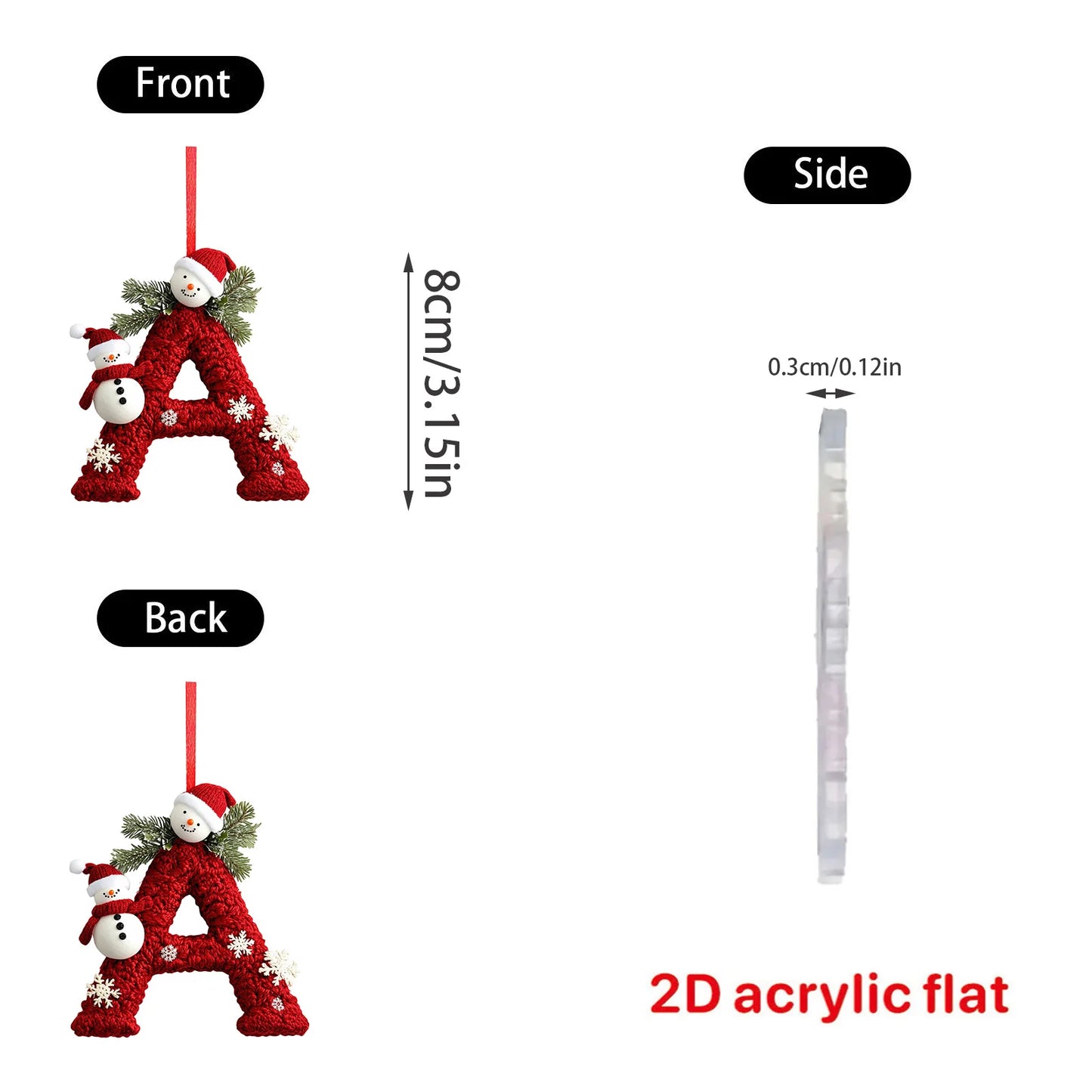 2d 26 Letter Christmas Ornaments Acrylic Flat Christmas Tree Home Decorations Ornaments Christmas Tree Decoration 2d Letter Pend