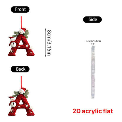 2d 26 Letter Christmas Ornaments Acrylic Flat Christmas Tree Home Decorations Ornaments Christmas Tree Decoration 2d Letter Pend