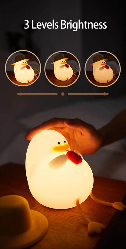 Rechargeable LED Night Light Cute Duck Silicone Patting Lamp Nursery Children Nightlights Home Bedside Room Decor Birthday Gift - HORA GIFT