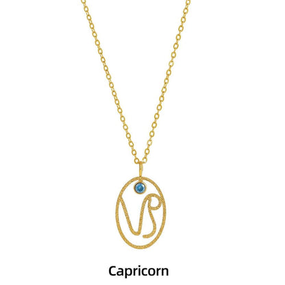 Zodiac Necklace for Women Aries Leo Pisces Sagittarius 12 Constellation Stainless Steel Neck Chains Jewelry Girl Birthday Gifts - HORA GIFT