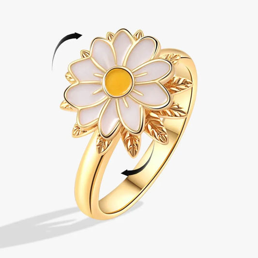 Korean Woman Anxiety Relaxing Ring Multiple Crystal Sunflower Snowflake Knuckle Rings Anti Stress Jewelry Girls Rotating Gift