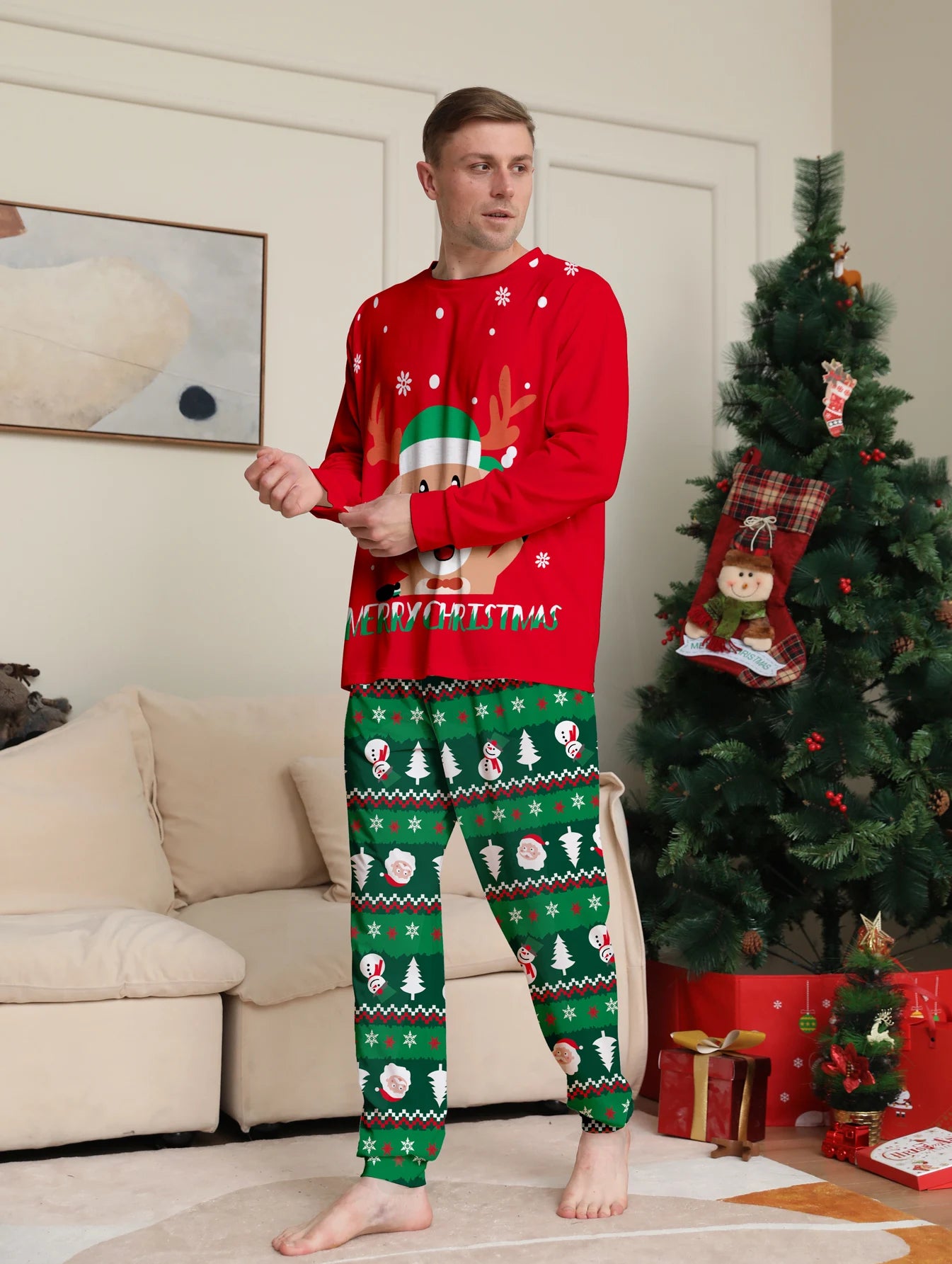 2024 Couples Christmas Family Matching Pajamas Set Mother Kids Clothes Christmas Pajamas For Family Clothing Set