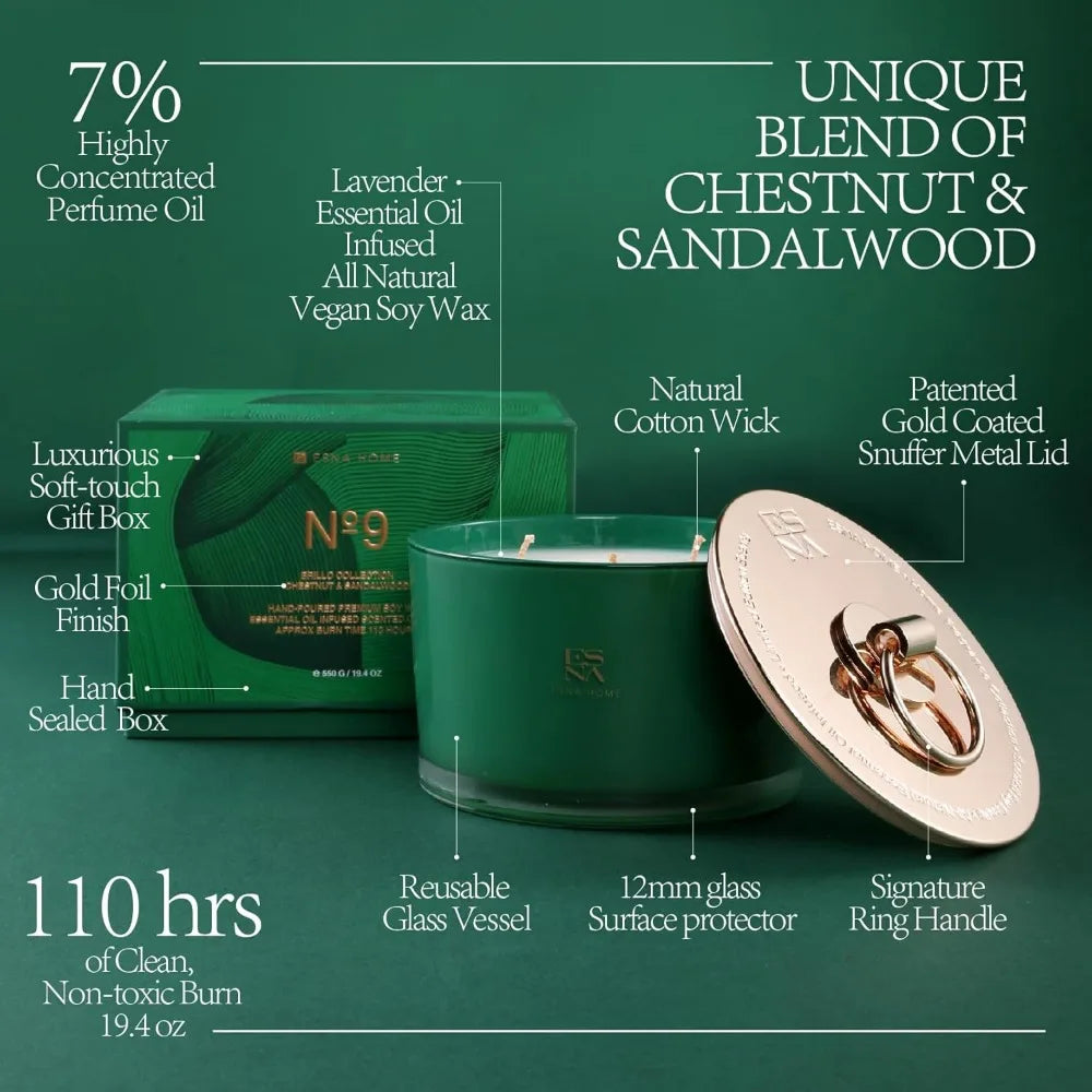 Lavender Aromatherapy Soy Candles for Home - Premium Scented Natural Essential Oil Cotton Wick Housewarming Gift