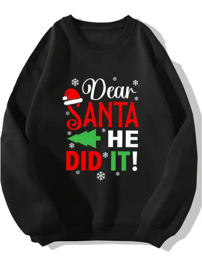 1PC [Couple Style] Fashion Casual Couple Round Neck Long Sleeve Hoodie Couple Christmas Fun Match Pattern Printed Sweatshirt